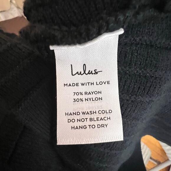 Lulus Black Warm Emotions Skater Mini Sweater Dress, size Large - Picture 9 of 9